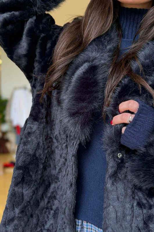 Verbier Premium Faux Fur Coat Midnight
